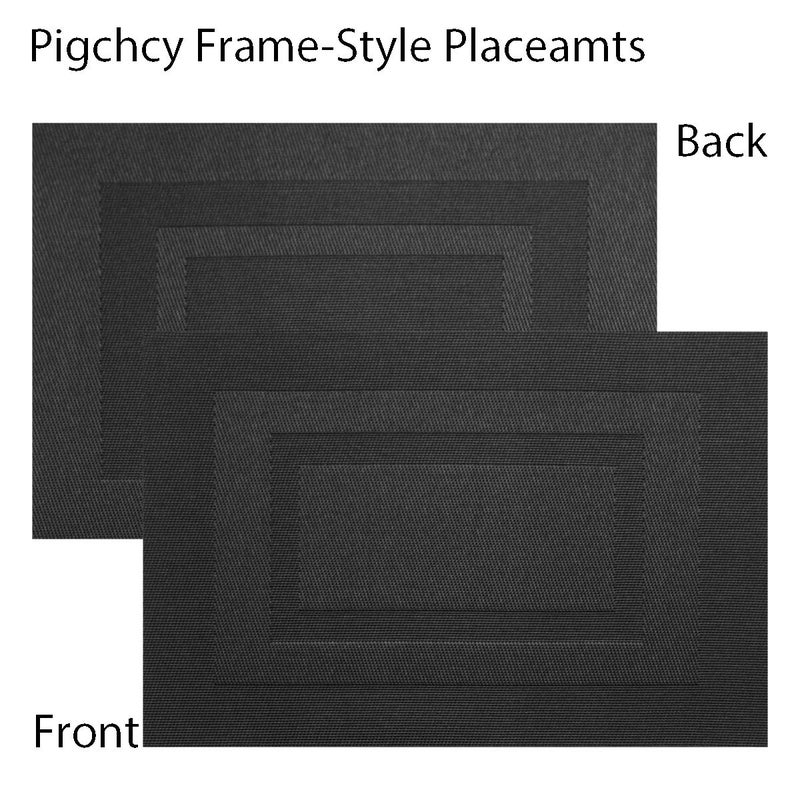 PIGCHCY Placemats,Washable Woven Vinyl Durable Placemats for Dining Table,Easy to Clean Plastic Placemats Set of 6 (18 x 12 inches, Pure Black) - Image 3